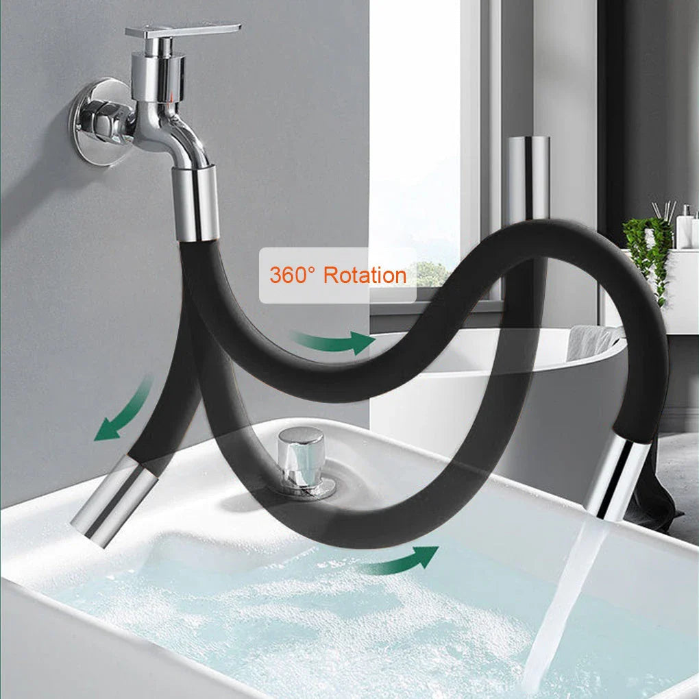 Adjustable faucet extender with 360-degree rotation for versatile sink cleaning