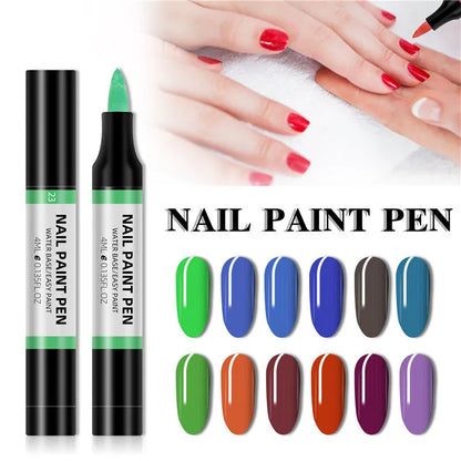 24 colour water-based nail polish painting pens for 3D nail art and flower designs