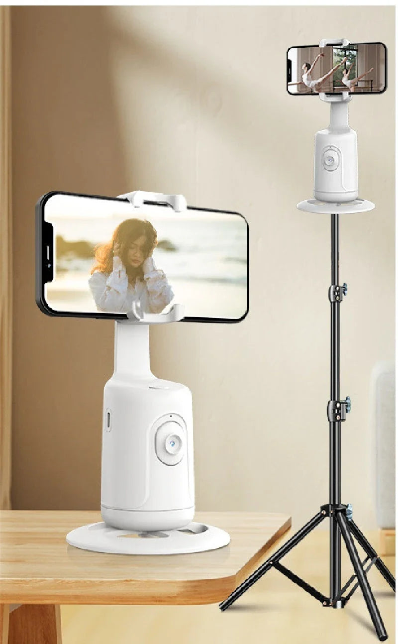 360 degree auto face tracking smartphone gimbal stabilizer with AI smart tracking and tripod for vlogging, live streaming, and video recording