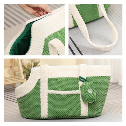 Shoulder pet carrier satchel in cartoon stripe pattern for small cats and dogs