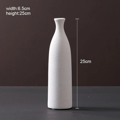 Modern Scandinavian ceramic vase with textured inlay surface decoration