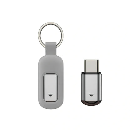 Black mobile phone infrared remote control learning device measuring 42mm by 14mm by 8mm with smartphone connection