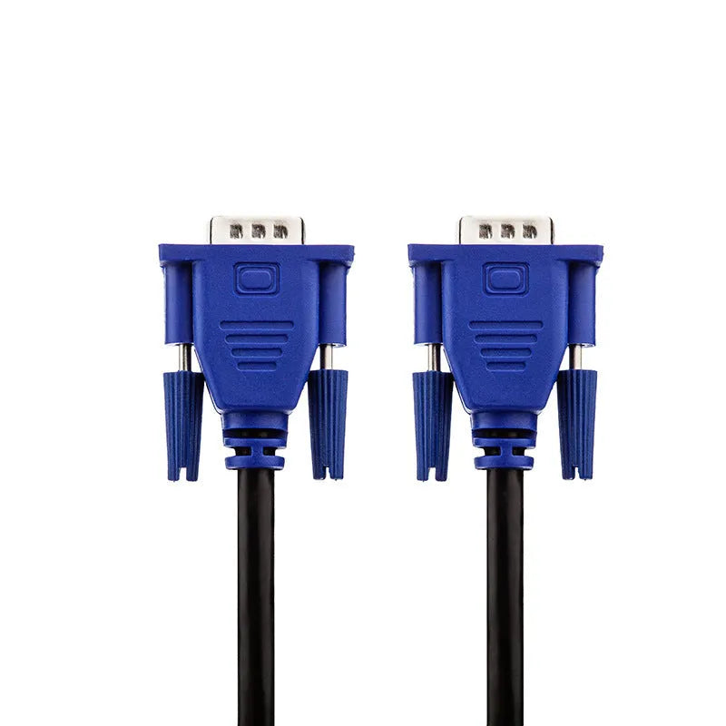 Black VGA video cable with blue mould head, 1.5 metres long for computer to monitor connections