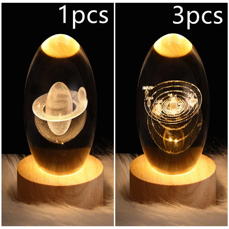 Enchanting galaxy crystal ball night light with 3D pattern, creating a mesmerizing celestial display for bedroom decor