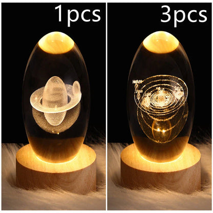 Enchanting galaxy crystal ball night light with 3D pattern, creating a mesmerizing celestial display for bedroom decor