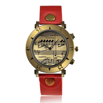 Men's fashion watch with music note symbol on dial, shown in multiple colour options.