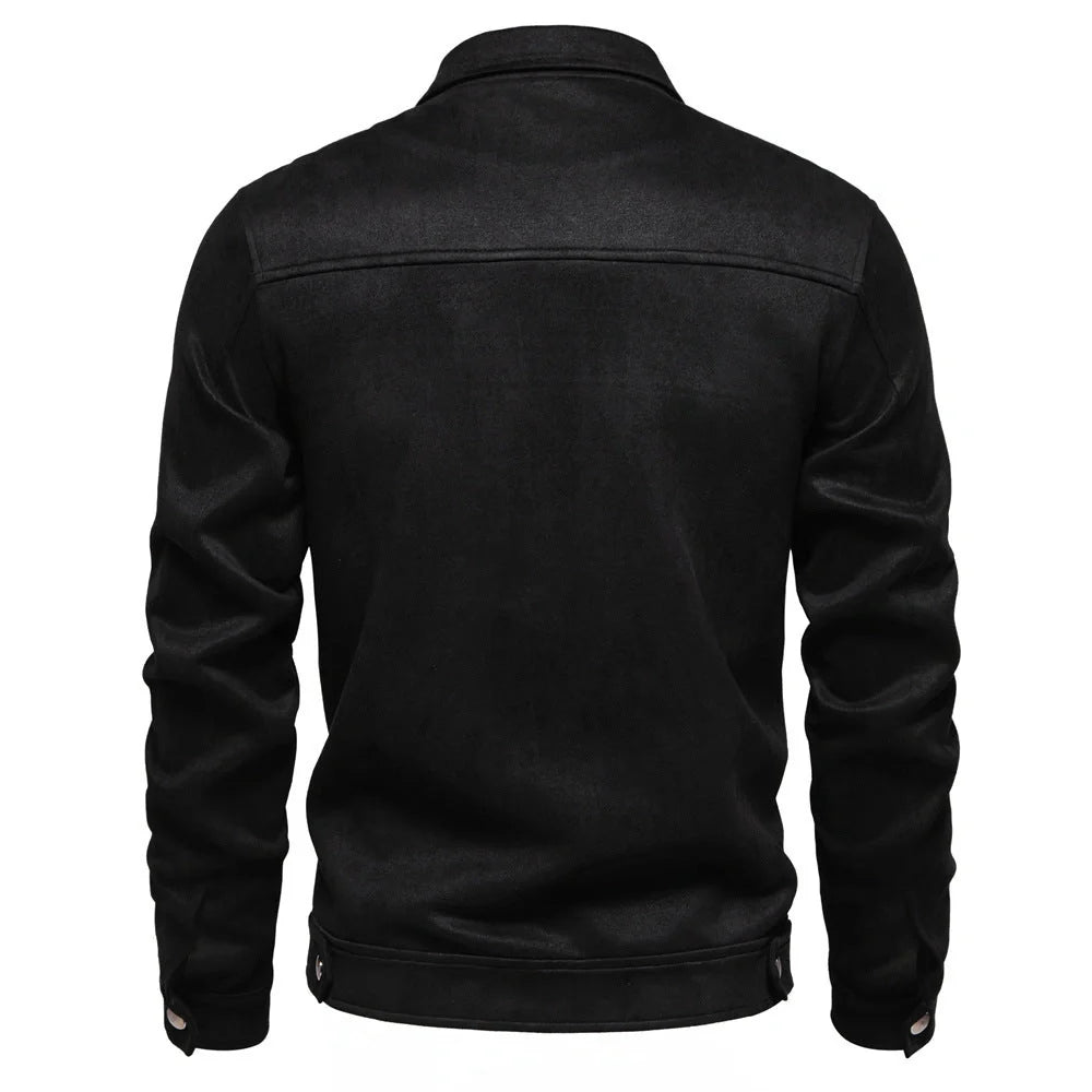 Men's stylish suede lapel zipper jacket for autumn and winter in various colours