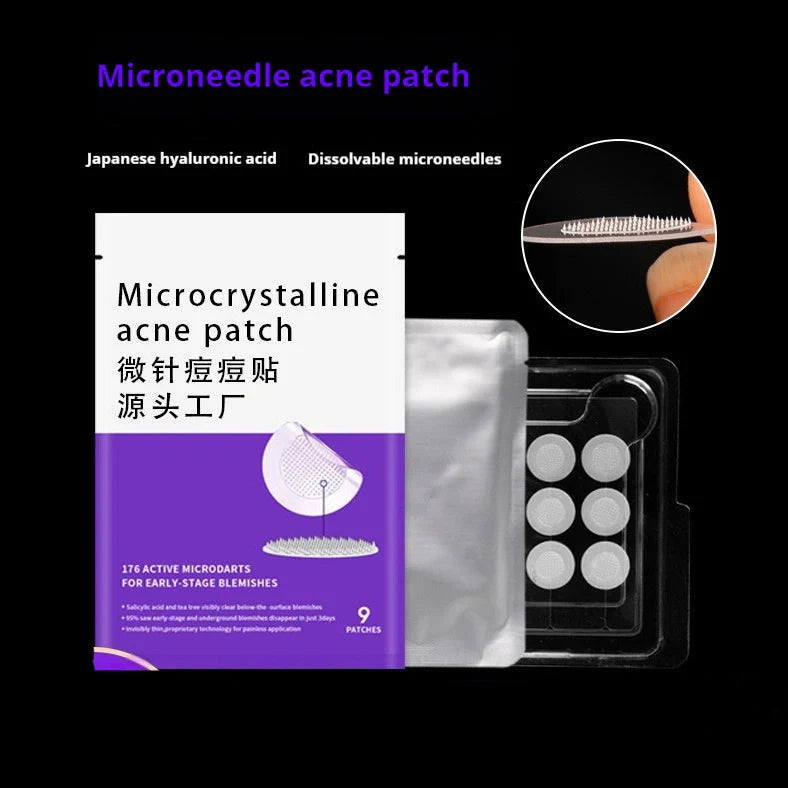 Soluble hyaluronic acid invisible microneedle acne patch sheet with 9 pieces in blister box