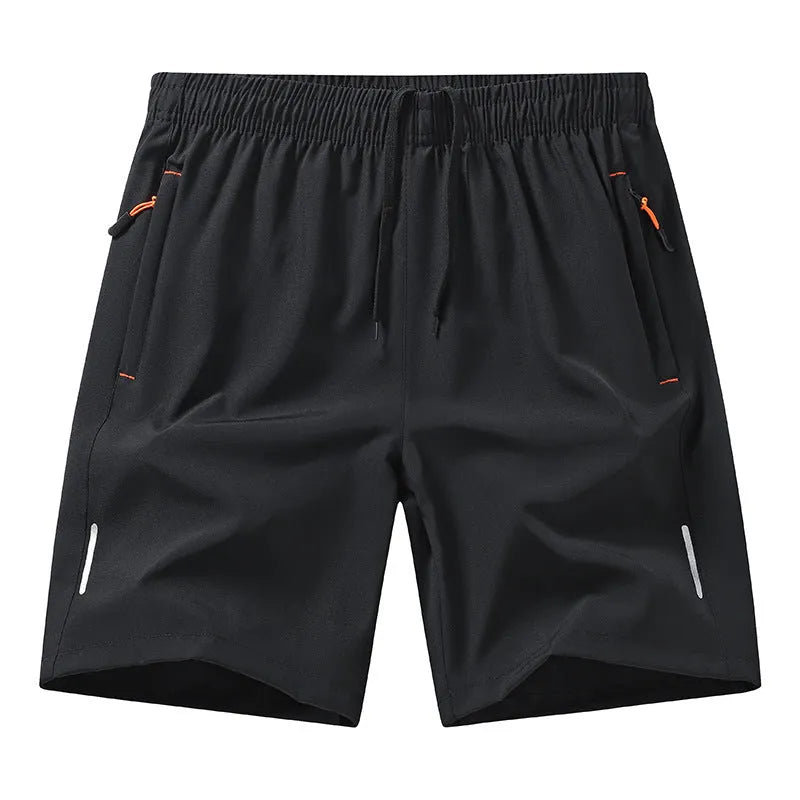 Men's black polyester basketball shorts with loose fit straight cut design for summer sports