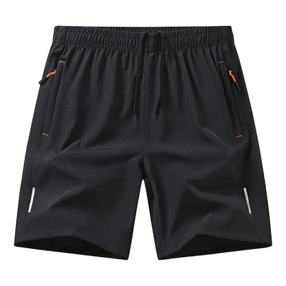Men's black polyester basketball shorts with loose fit straight cut design for summer sports