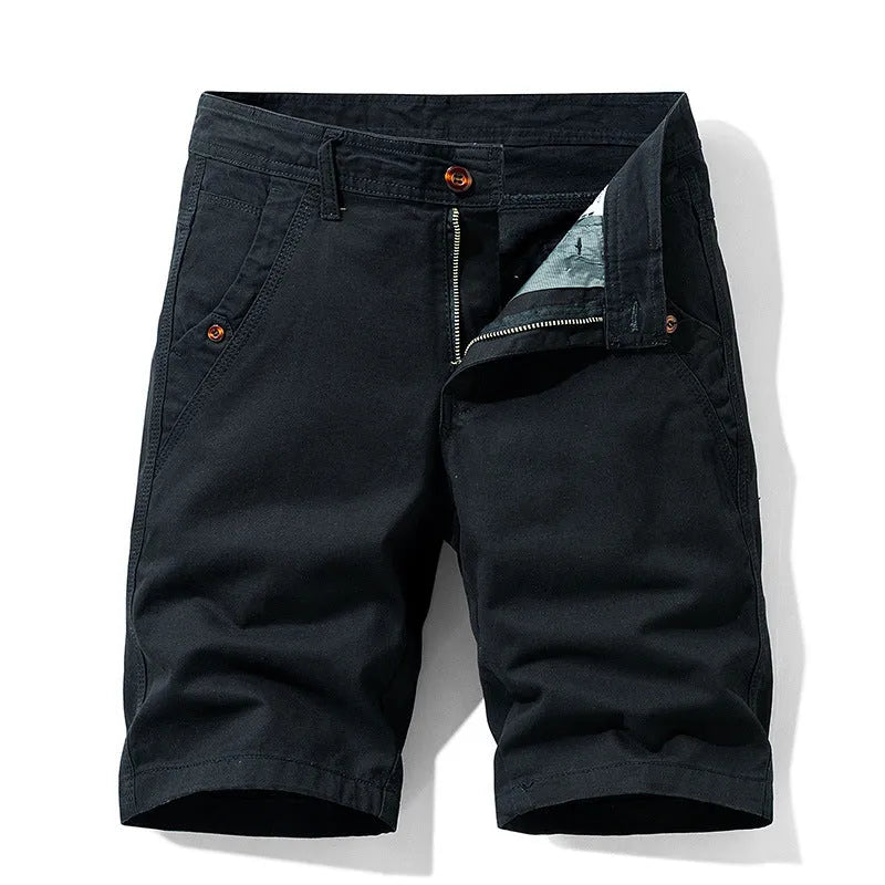 Cotton casual overalls pants in straight leg style with zipper fly front.