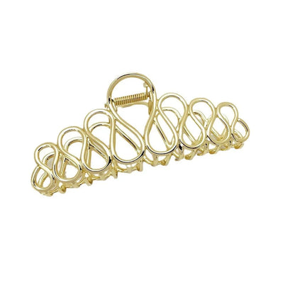 Large minimalist alloy hair clip with electroplated gold finish and irregular tassel decoration for creating updo hairstyles