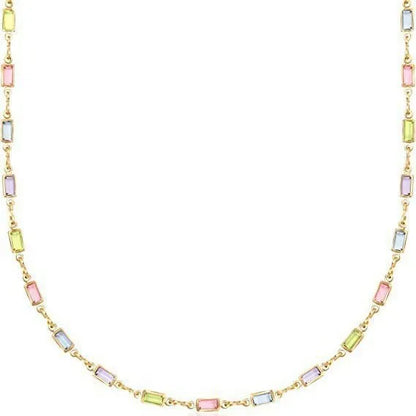 Ladies silver-tone adjustable necklace with a geometric blue glass pendant on a 41-50cm chain.