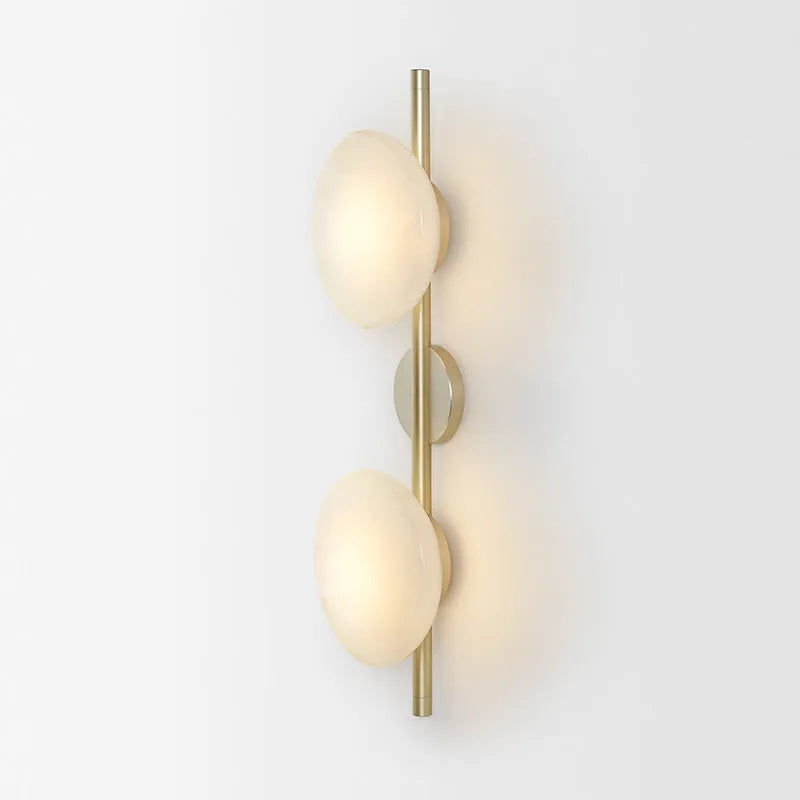 Wall-mounted bedside lamp with glass shade and iron body in various finish options