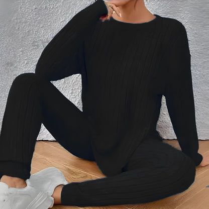 Black and blue polyester two-piece homewear set with regular sleeves in sizes 1XL to 5XL