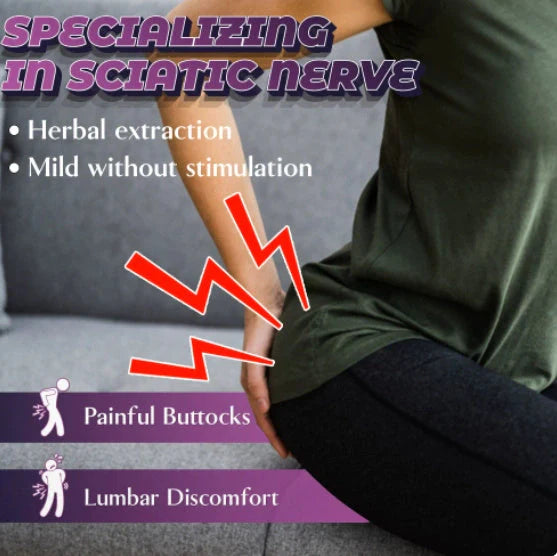 Sciatic Nerve Acupoint Patch showing plaster form with 12 patches per bag, each patch 26g