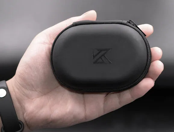 Black oval leather earphone storage bag for EDX PRO and other compatible earphone models