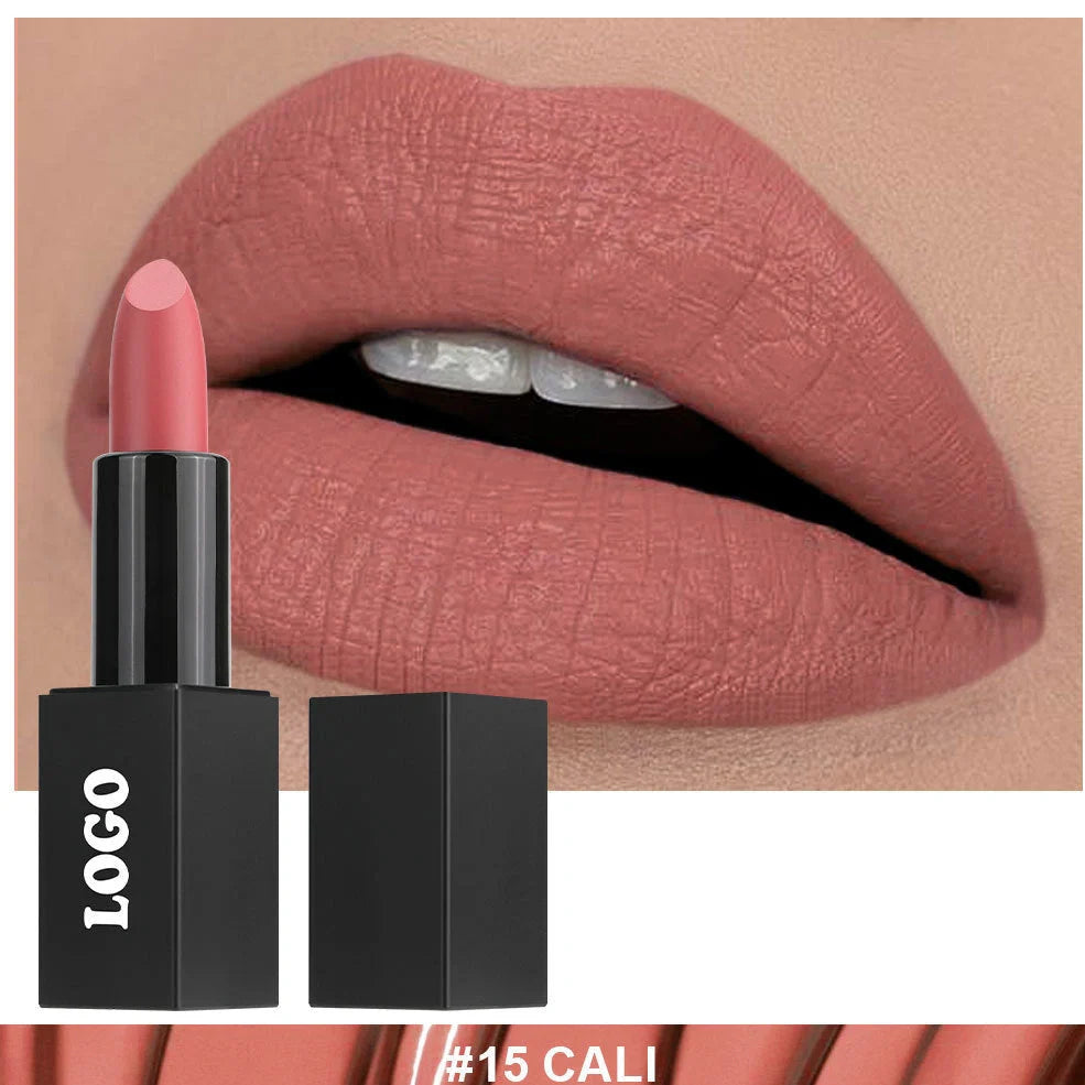 Beauty Does Not Fade waterproof matte lipstick in standard case with anti-discoloration technology