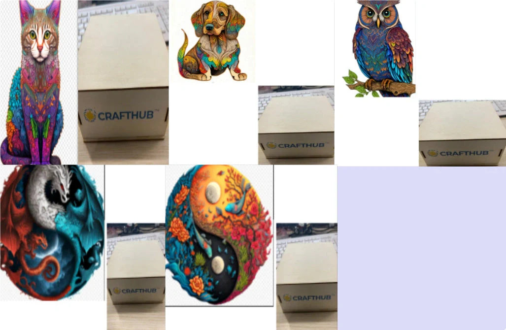 Animal Puzzle Set in A3 size with wooden storage box, vibrant animal designs for educational fun