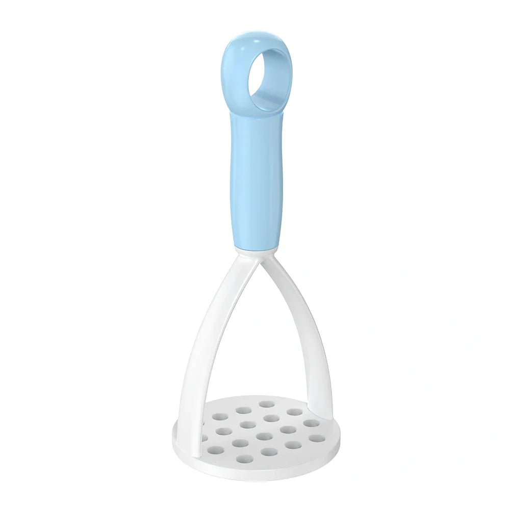 Blue PP manual fruit mud press masher, 25cm length, for potatoes and fruits, heat resistant to 120°C