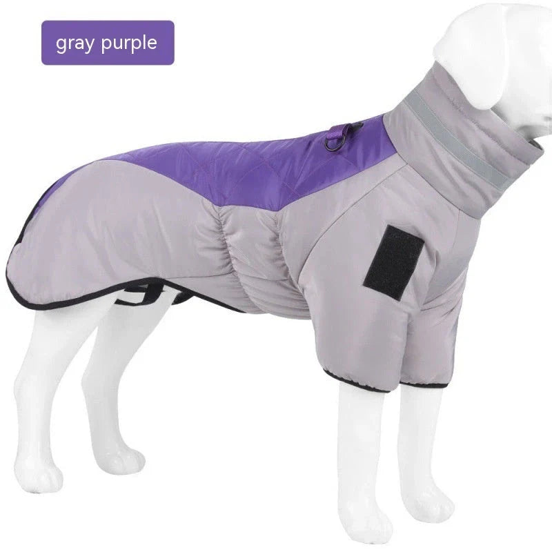 Waterproof winter dog coat in various colors and sizes for medium to large dogs