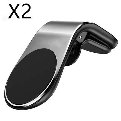 Black, gold, and silver car mounting bracket for dashboard or windscreen, shown with adhesive sticker and rotating variants.