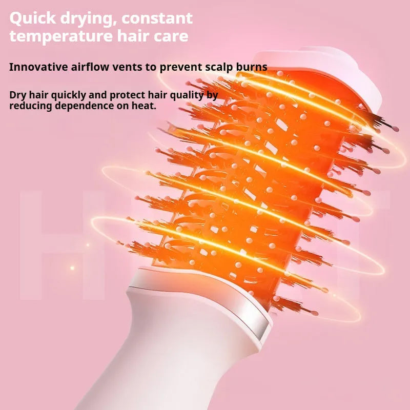 Pink multifunctional hair dryer with integrated comb attachment, model YZM-8015
