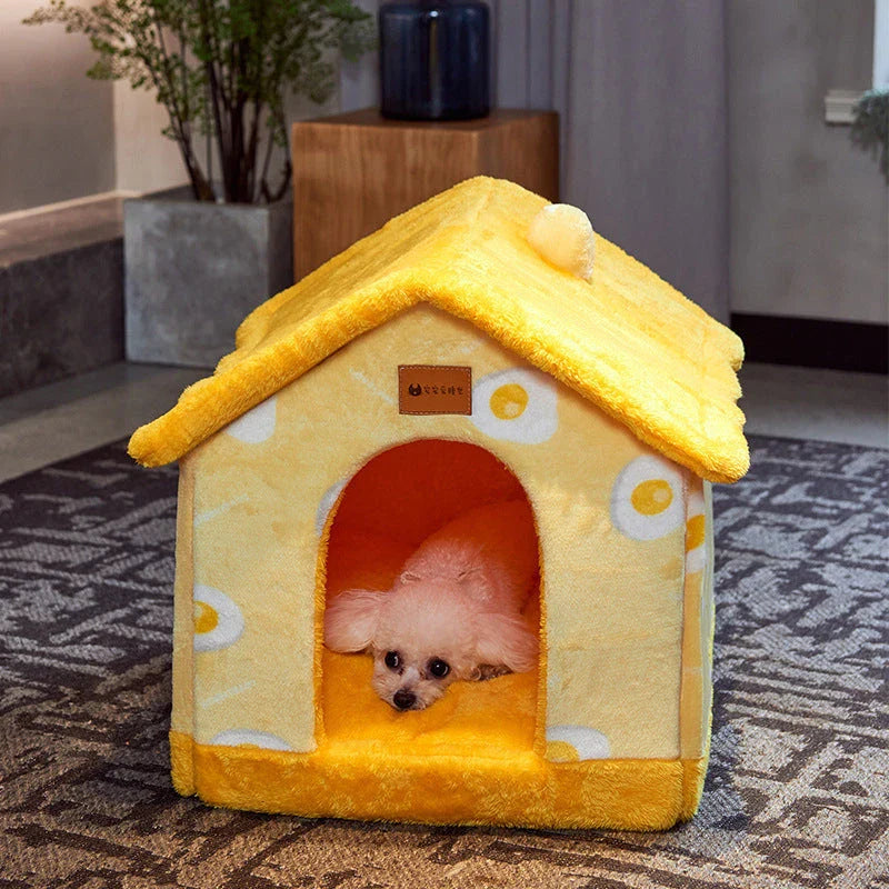 Cozy and Foldable Pet Bed for Dogs and Cats: Premium Synthetic Fur, Self-Warming, and Non-Slip Design