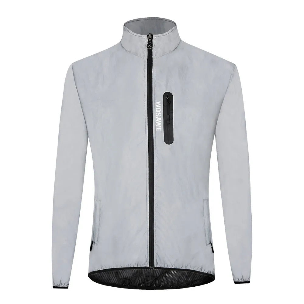Silver BL220 waterproof polyester long sleeved jacket showing front view