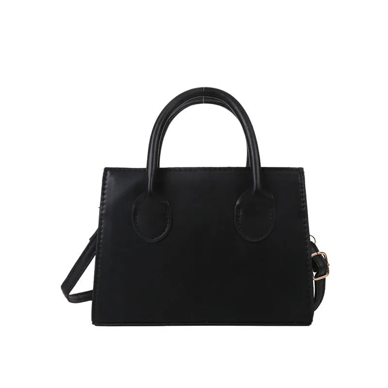 Women's small square PU leather shoulder bag in five colour options showing retro street styling