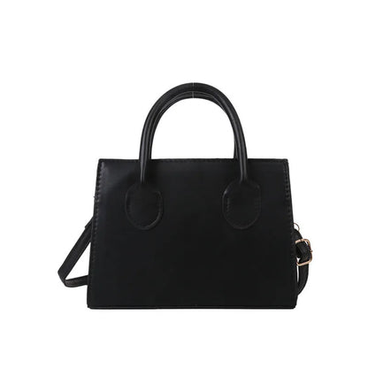 Women's small square PU leather shoulder bag in five colour options showing retro street styling