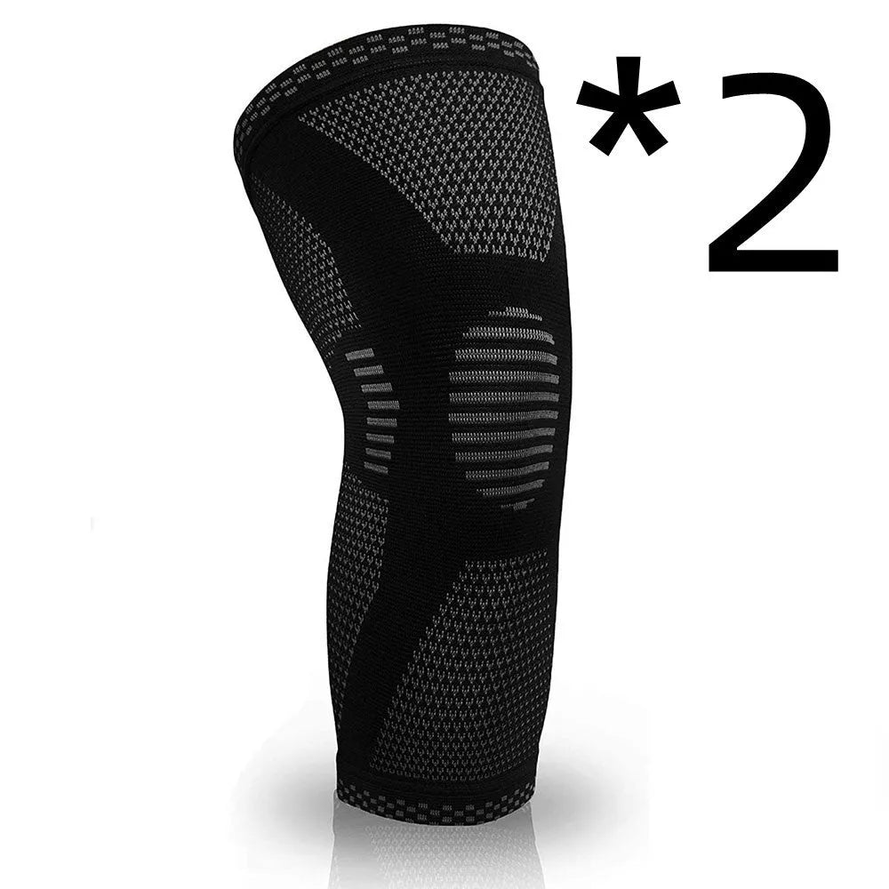 Knitted sports knee pads in green and black, sizes S to XL, for football, basketball, and more
