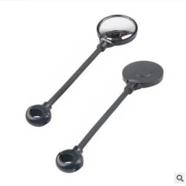 Black metal bicycle rearview mirror with hose adjustment mechanism for handlebar mounting