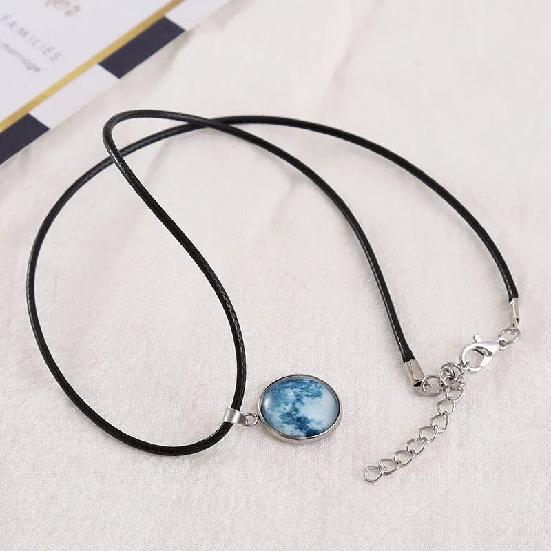 Time Stone luminous alloy necklace with constellation pendant and adjustable chain in various colours