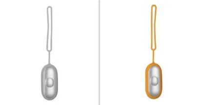 Hand-held micro-current sleep aid device in grey, green, or orange with round button and USB charging port