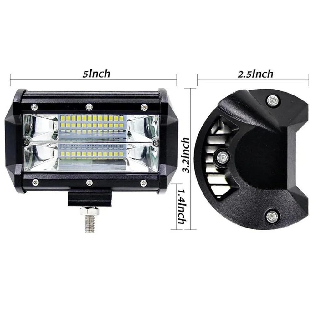 5-inch black die-cast aluminium LED work lamp with bracket for off-road vehicles