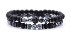 6mm Natural Stone Beaded Bracelet with Micro-inlaid Zircon, elegant handmade jewellery