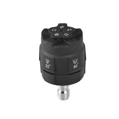 Multi-functional five-in-one spray nozzle for high-pressure water gun, shown in engineering plastic.
