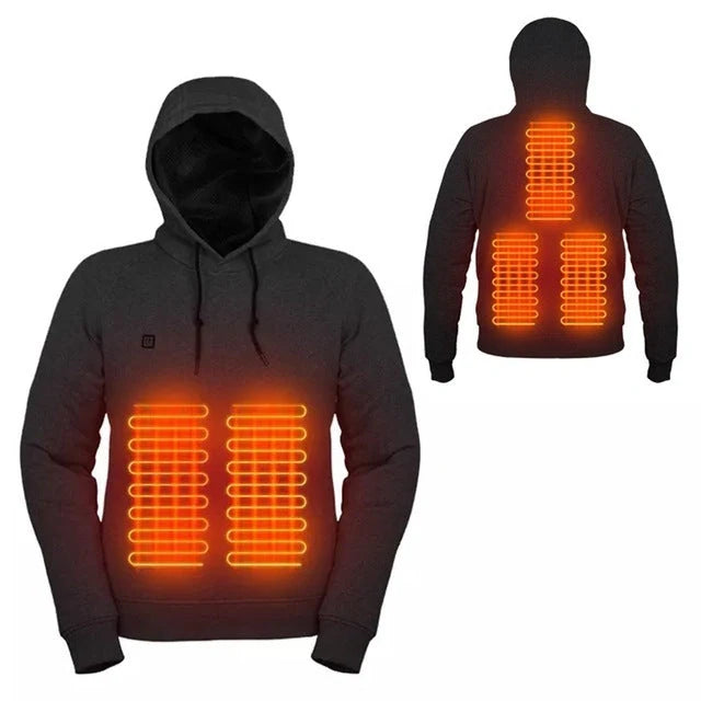 2024 Outdoor Electric USB Heating Jacket in black and grey with adjustable heat settings