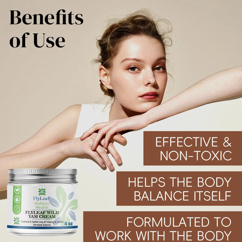 4 oz jar of Natural Formula Organic Yam Cream with Aloe Vera and Red Clover for menopause skincare