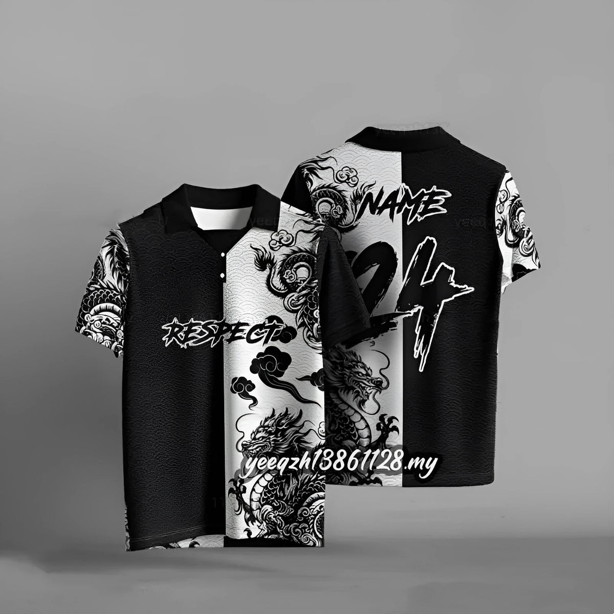 Black loose-fit short sleeve T-shirt with a raised 3D digital print design on the front.