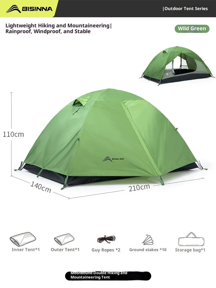 1-2 person lightweight hiking tent 210x140x110cm four season aluminium rod camping tent