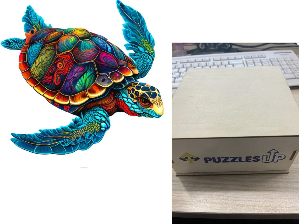 Animal Puzzle Set in A3 size with wooden storage box, vibrant animal designs for educational fun