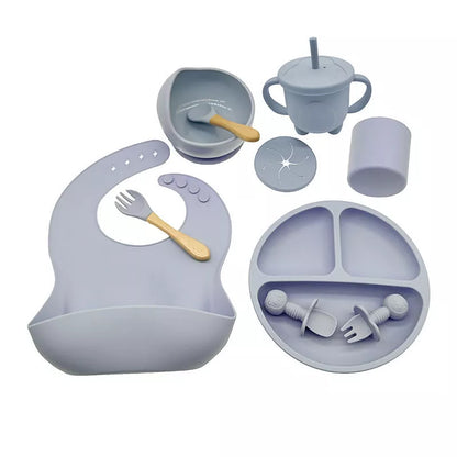 10-piece baby silicone feeding tableware set in various colours