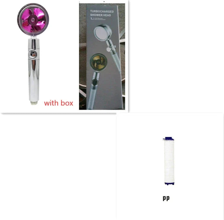 360° Rotating Shower Head with Built-In Fan - Premium ABS Plastic Construction, Water-Saving High-Pressure Spray