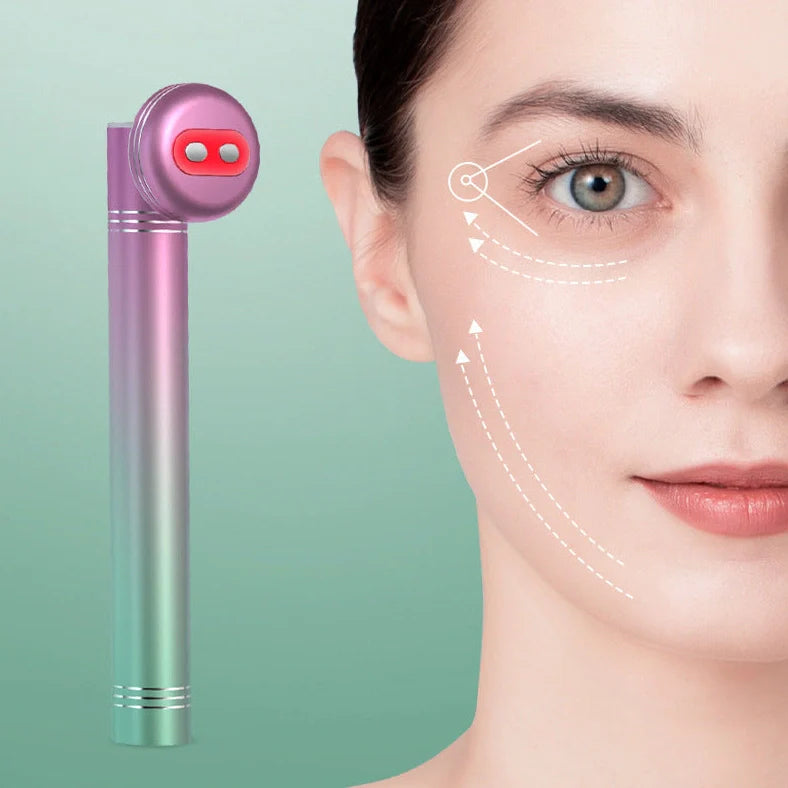 Facial lifting eye beauty instrument with vibration function and colour light therapy, aluminium alloy plastic construction
