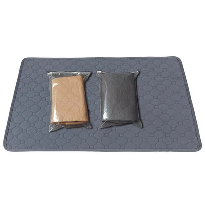 Pet Parents washable dog pee pads in grey and tan colours showing 18x24 inch size