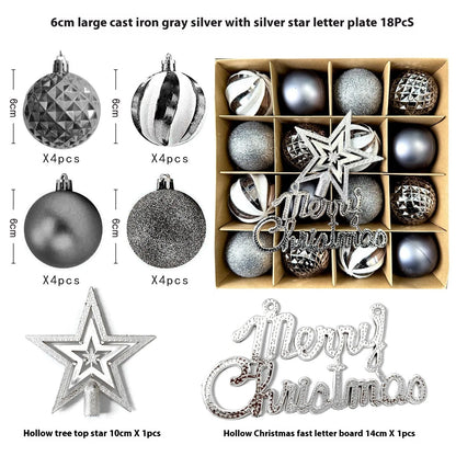 Christmas decoration pendant set with electroplated balls and painted gifts in cowhide presentation box