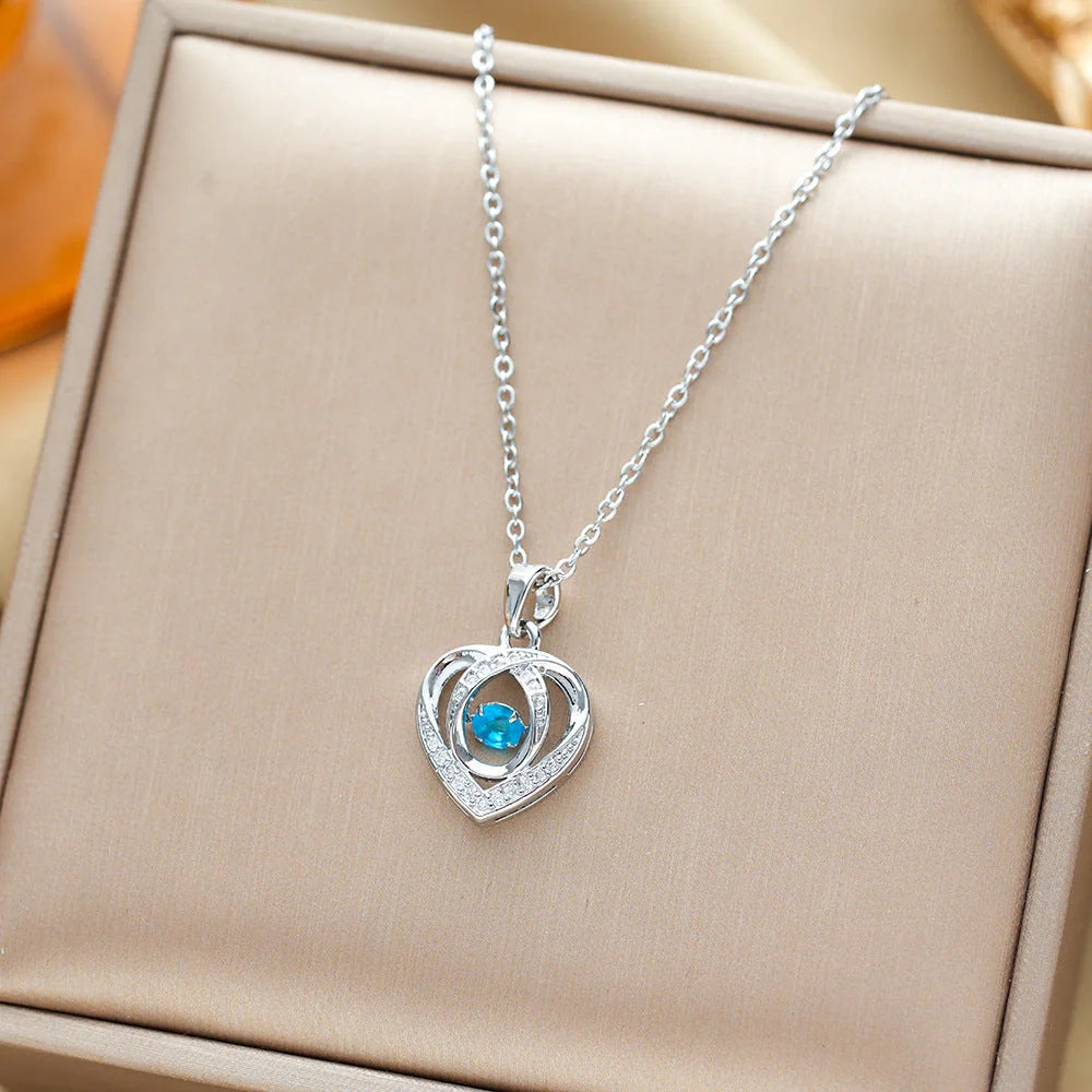 Elegant heart-shaped rhinestone clavicle necklace perfect for Valentine's Day gifts