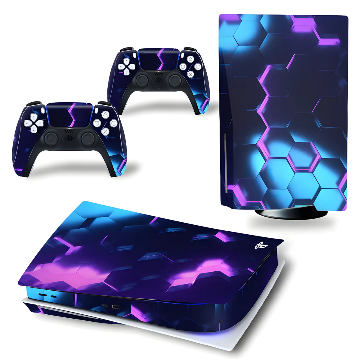 Game console vinyl skin set with 1 console skin and 2 controller skins in colour 0399